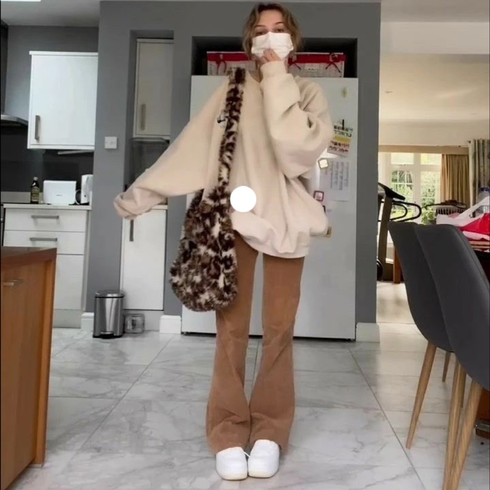 High waste flare leg corduroy pants